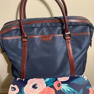 Navy and Brown Men's Bag